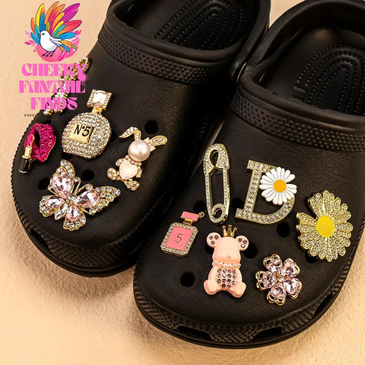 1pcs Designer Metal Shoe Charms Shinning Decorations for Sandal Pins for Women Girls Gift Pearl Shoe Accessories for Clog Buckle - Cheeky Fantail Finds