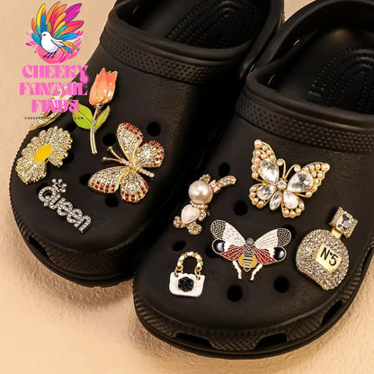 1pcs Designer Metal Shoe Charms Shinning Decorations for Sandal Pins for Women Girls Gift Pearl Shoe Accessories for Clog Buckle - Cheeky Fantail Finds