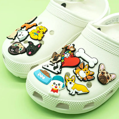 1pcs Dog Corgi Bulldog Shoe Charms Accessories,Shoe Decorations Pins for Woman Men Girls Boys Kids,Garden Sandals Clog Buckles Cheeky Fantail Finds