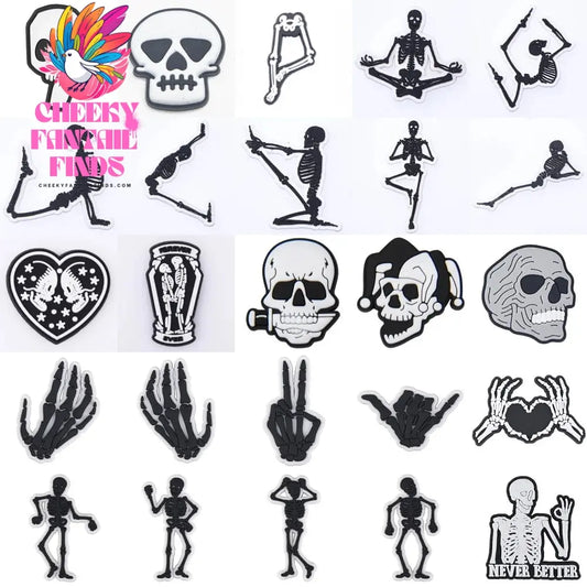 1pcs Horror Movie Skeleton Shoe Charms Black Bone Shoe Decoration The Best Gifts For Boyfriend Kids Boys Girls Cheeky Fantail Finds