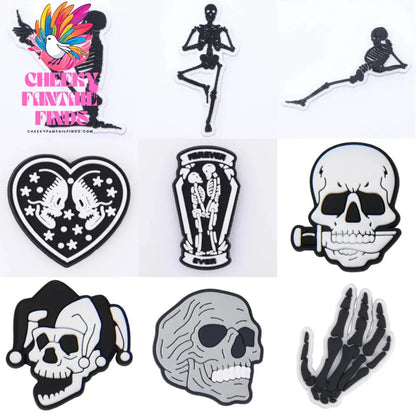 1pcs Horror Movie Skeleton Shoe Charms Black Bone Shoe Decoration The Best Gifts For Boyfriend Kids Boys Girls Cheeky Fantail Finds