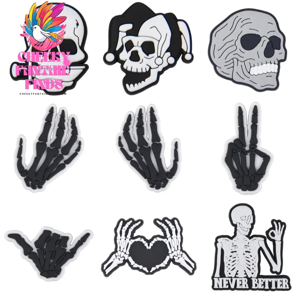 1pcs Horror Movie Skeleton Shoe Charms Black Bone Shoe Decoration The Best Gifts For Boyfriend Kids Boys Girls Cheeky Fantail Finds