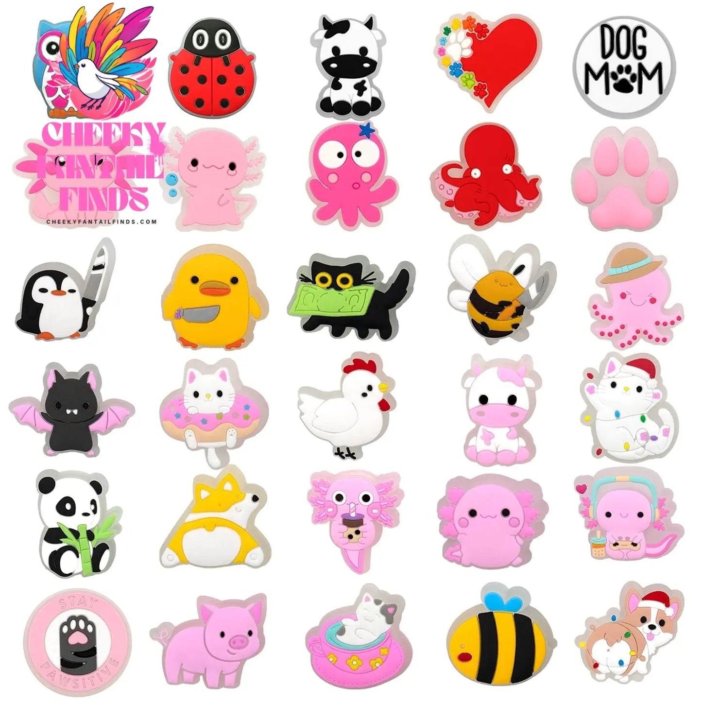 1pcs LED Cute Animals Shoes Charms Funny Duck Pig Panda Cat Luminous Shoe Decorations Pink Salamander Squid Clog Accessories - Cheeky Fantail Finds