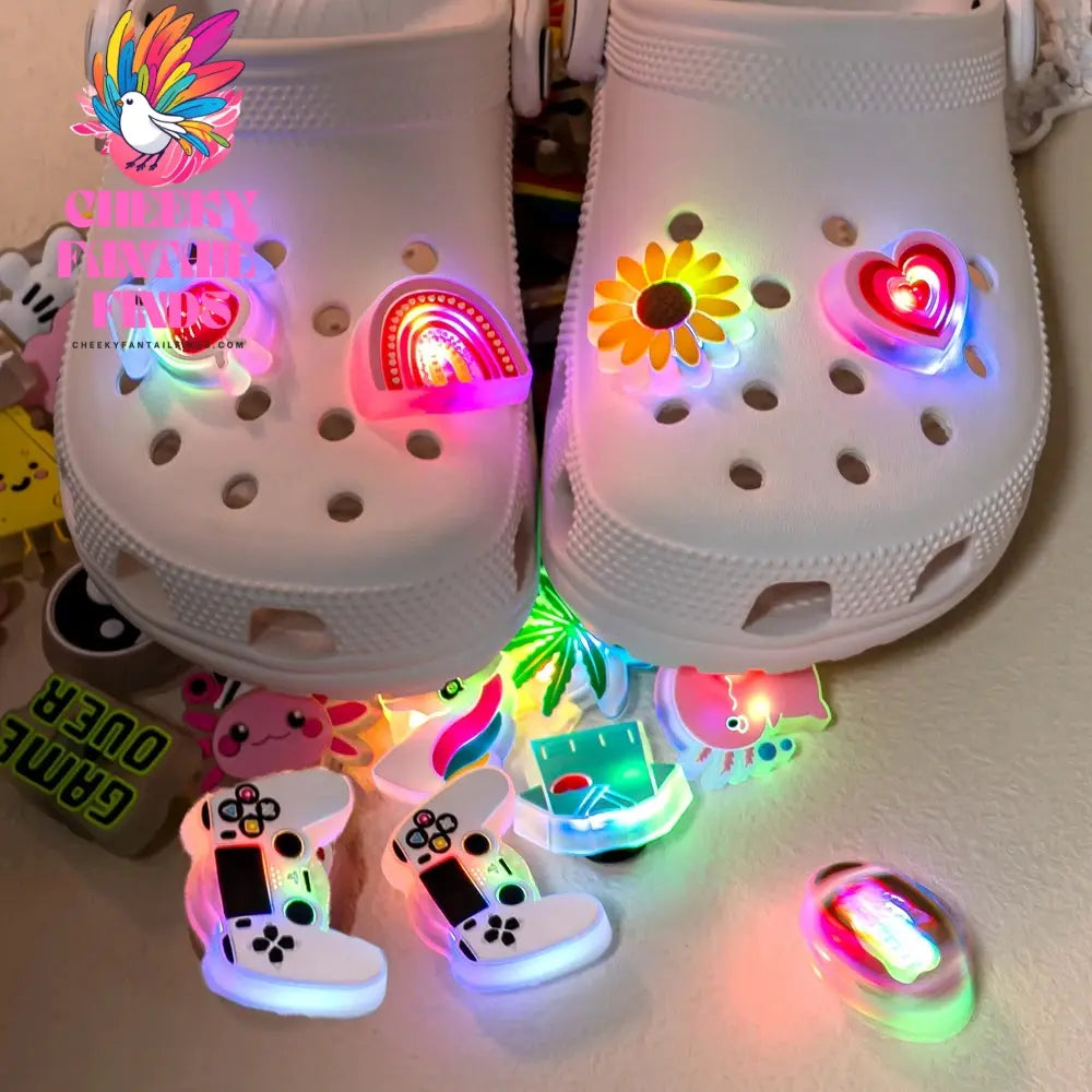 1pcs LED Shoe Charms for Kids Gift Owl Unicorn Gamepad Football Lighted Shoes Decoration Shoe Accessories Pins Clogs Buckles Cheeky Fantail Finds