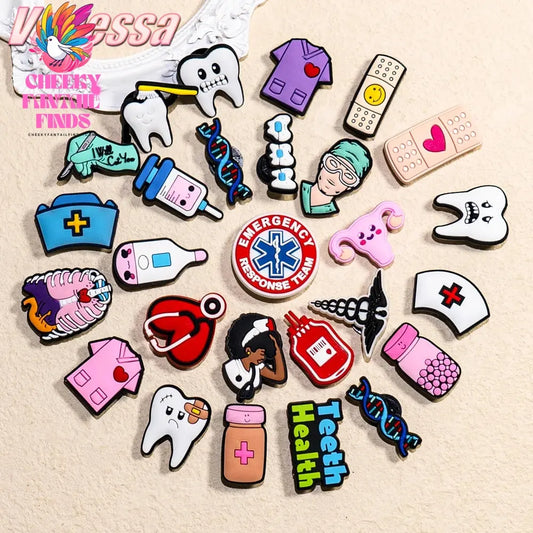 1pcs Medical Shoe Charms for Clog Accessories Girls Teeth Nurse PVC Shoe Decoration Pins for Women Sneakers Summer Gifts - Cheeky Fantail Finds