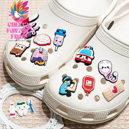 1pcs Medical Style PVC Shoe Charms Nurse Stethoscope Shoes Decorations Buckle Garden Sandal Accessories Ornaments - Cheeky Fantail Finds