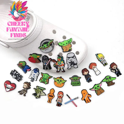 1pcs Movies Yoda Shoe Charms for Shoes Decoration Accessories PVC Charms Cartoon Badges for Kids Women Party Favors Gifts Cheeky Fantail Finds
