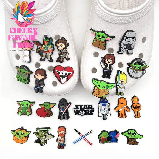 1pcs Movies Yoda Shoe Charms for Shoes Decoration Accessories PVC Charms Cartoon Badges for Kids Women Party Favors Gifts Cheeky Fantail Finds