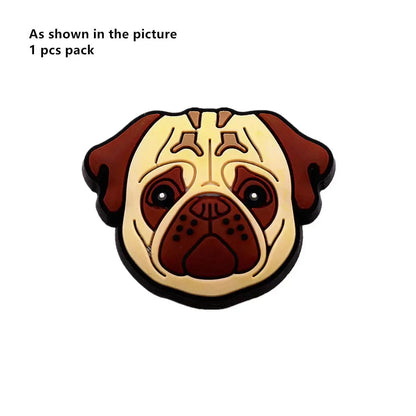 1pcs Original Cute Pets PVC Shoe Charms Funny Pug Designer Sandal Upper Decoration Accessories Bulldog Dog Cat Clog Pins Buckle Cheeky Fantail Finds