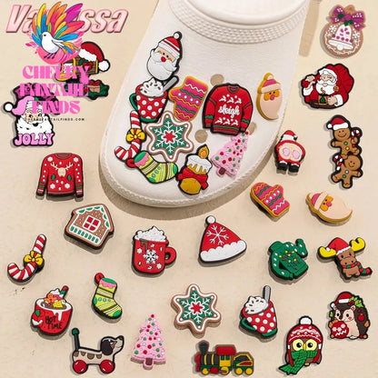 1pcs PVC Christmas Shoe Charms Xmas Tree Snowflakes Shoe Decorations Pink for Clog Garden Sandal Accessories Kids Gift Wholesale - Cheeky Fantail Finds
