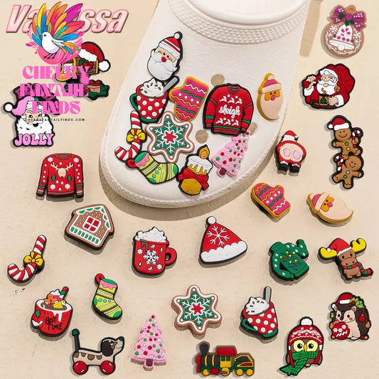 1pcs PVC Christmas Shoe Charms Xmas Tree Snowflakes Shoe Decorations Pink for Clog Garden Sandal Accessories Kids Gift Wholesale - Cheeky Fantail Finds