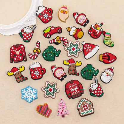 1pcs PVC Christmas Shoe Charms Xmas Tree Snowflakes Shoe Decorations Pink for Clog Garden Sandal Accessories Kids Gift Wholesale - Cheeky Fantail Finds