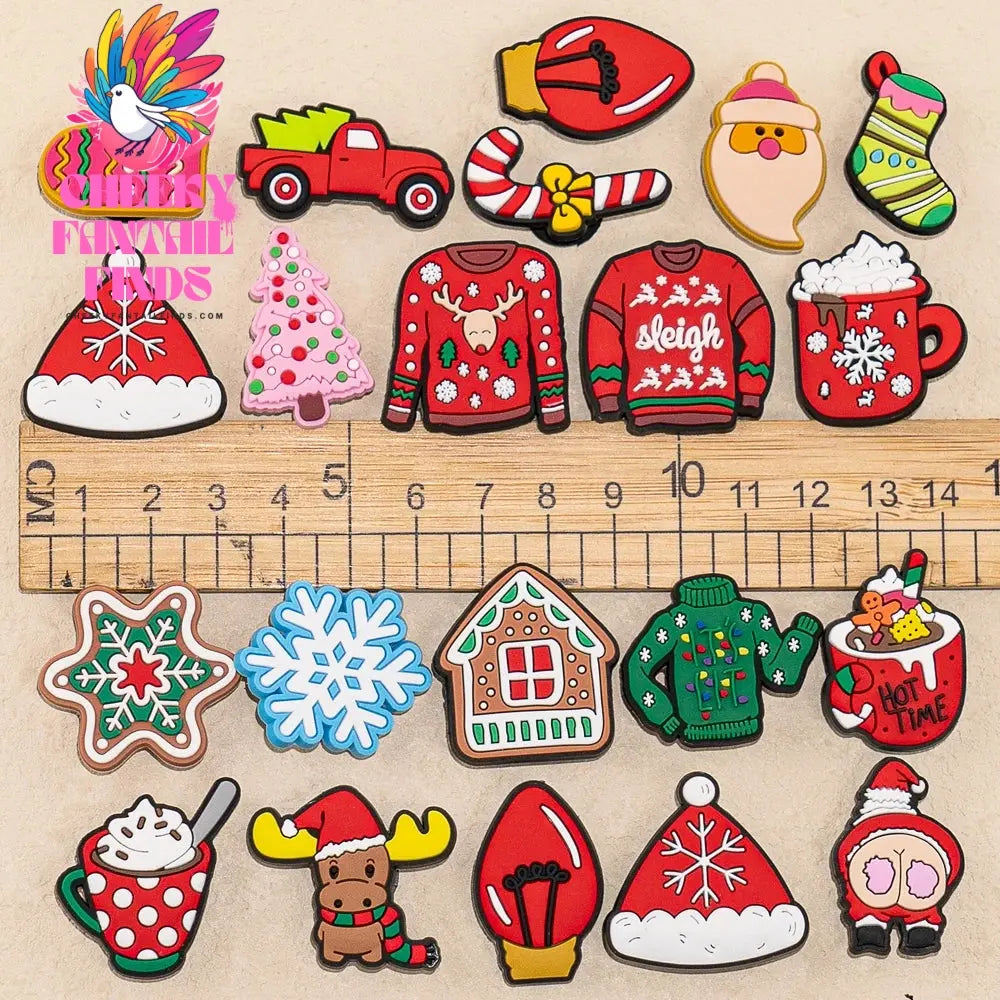 1pcs PVC Christmas Shoe Charms Xmas Tree Snowflakes Shoe Decorations Pink for Clog Garden Sandal Accessories Kids Gift Wholesale - Cheeky Fantail Finds