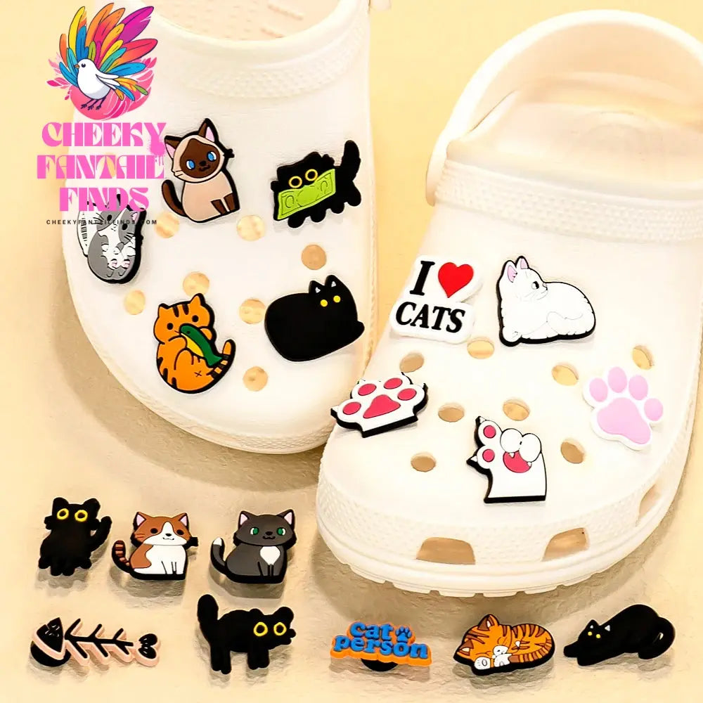 1pcs PVC Cute Cat Shoe Charms Orange Cat Black Cat Shoe Decoration Pins for  Women Girl Kids Sandal Accessories Buckle  Ornament - Cheeky Fantail Finds