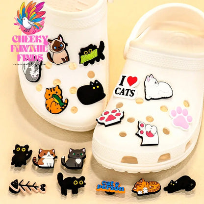 1pcs PVC Cute Cat Shoe Charms Orange Cat Black Cat Shoe Decoration Pins for  Women Girl Kids Sandal Accessories Buckle  Ornament - Cheeky Fantail Finds