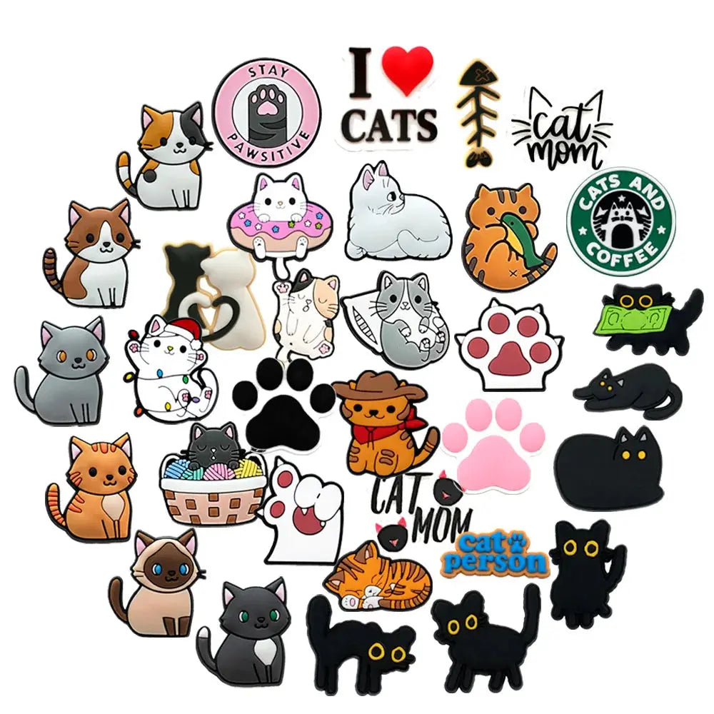 1pcs PVC Cute Cat Shoe Charms Orange Cat Black Cat Shoe Decoration Pins for  Women Girl Kids Sandal Accessories Buckle  Ornament - Cheeky Fantail Finds