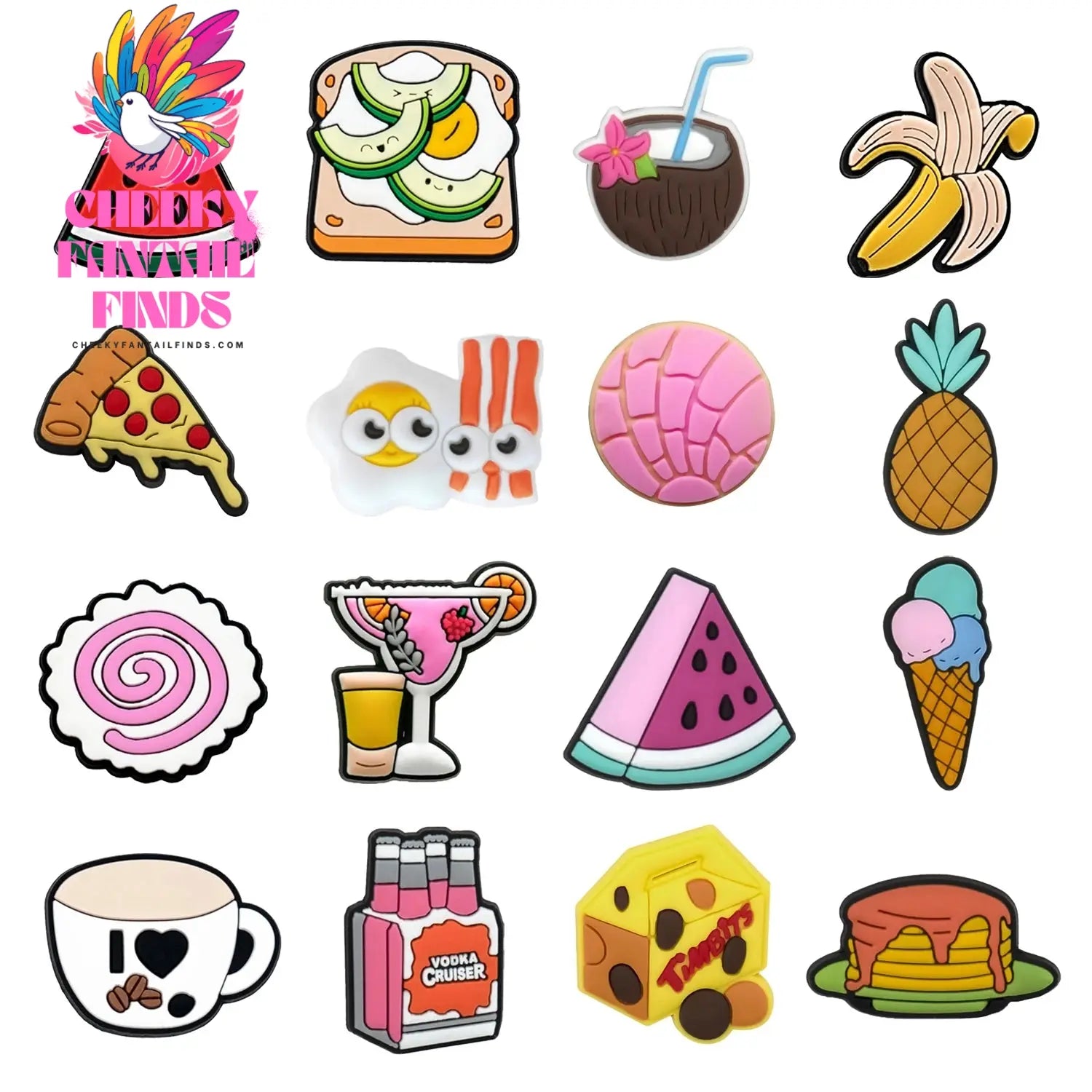 1pcs PVC Cute Food Shoe Charms Pizza Bread Shoe Decorations Accessories Watermelon Bananat Clog Pin for Women Girls Cheeky Fantail Finds