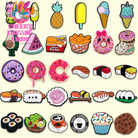 1pcs PVC Delicious Food Shoe Charms Sushi Salads Shoe Decorations Pins for Women Boy Girls Sandal Clog Buckles Accessories Gifts Cheeky Fantail Finds