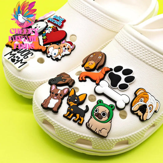 1pcs PVC Dog  Dachshund Corgi Paw Shoe Charms Shoe Decorations Accessories Pins for Women Men Kids Gift,Bulldog Clog Buckles Cheeky Fantail Finds