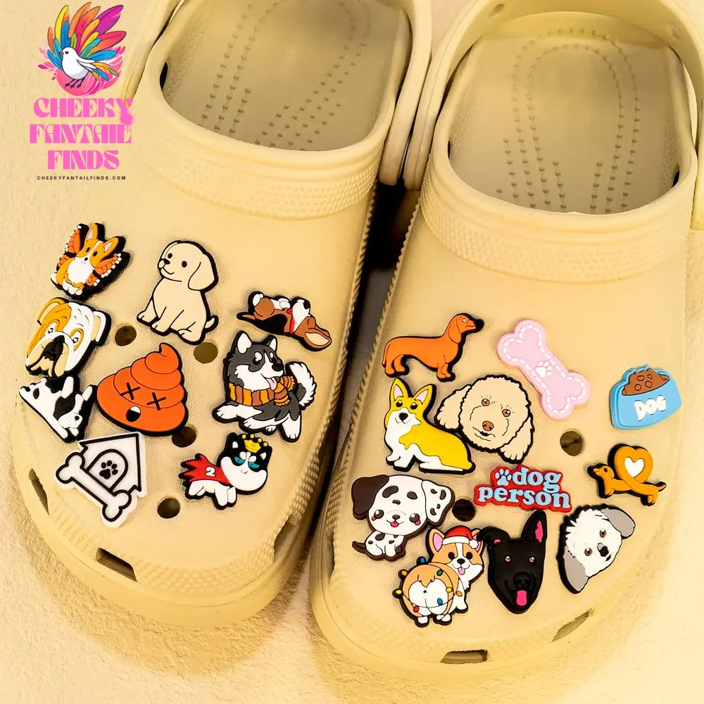 1pcs PVC Dog Shoe Charms Corgi Bulldog Puppy Husky Shoe Decoration Pins for Women Men Kids Sandal Accessories Buckle Ornament - Cheeky Fantail Finds