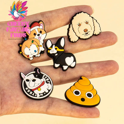 1pcs PVC Dog Shoe Charms Corgi Bulldog Puppy Husky Shoe Decoration Pins for Women Men Kids Sandal Accessories Buckle Ornament - Cheeky Fantail Finds