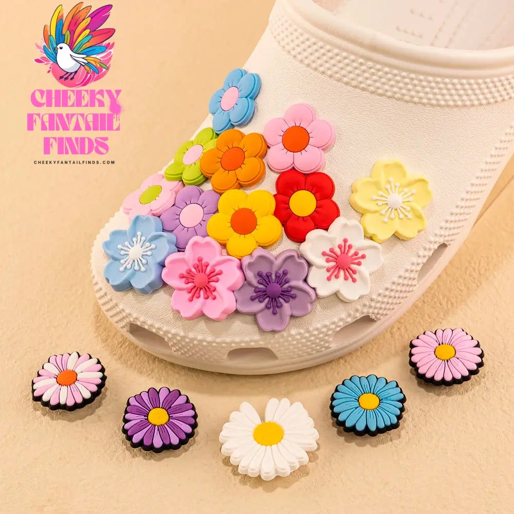 1pcs PVC Flower Shoe Charms for Women Girls Sandals Accessories Sakura Daisy Shoe Decorations Pins for Gift Sandal Buckles Gifts - Cheeky Fantail Finds
