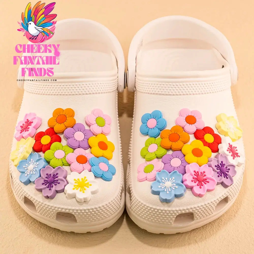 1pcs PVC Flower Shoe Charms for Women Girls Sandals Accessories Sakura Daisy Shoe Decorations Pins for Gift Sandal Buckles Gifts - Cheeky Fantail Finds