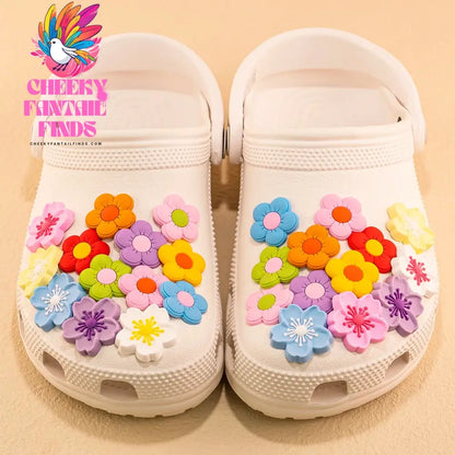 1pcs PVC Flower Shoe Charms for Women Girls Sandals Accessories Sakura Daisy Shoe Decorations Pins for Gift Sandal Buckles Gifts - Cheeky Fantail Finds