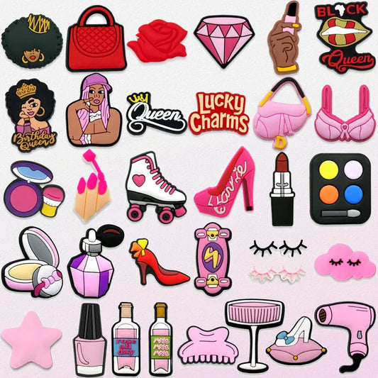 1pcs PVC Make Up Style Shoe Charms Women Girls Sandal Accessories Lipstick Perfume Shoe Decorations Pins for Gifts Clog Buckles - Cheeky Fantail Finds