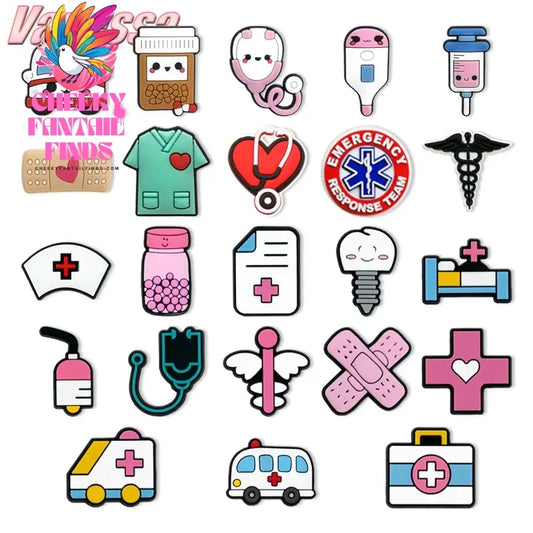 1pcs PVC Nurse Shoe Charms Medical Ambulances Shoe Decorations Stethoscope Accessories for Doctor Women Men Clog Buckle - Cheeky Fantail Finds