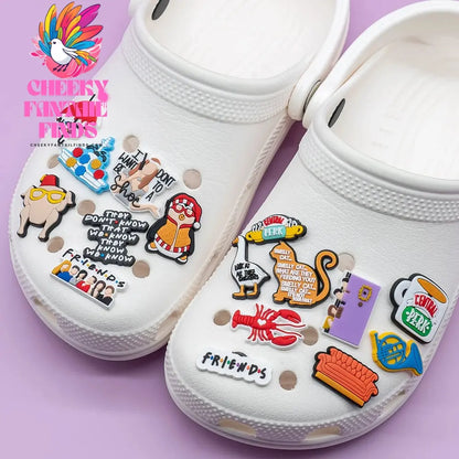 1pcs PVC Old Friends Charms for Clog Shoe Decorations Pins for Women Men Favor GIfts Clog Buckle Clips Accessories Fit Wristband Cheeky Fantail Finds