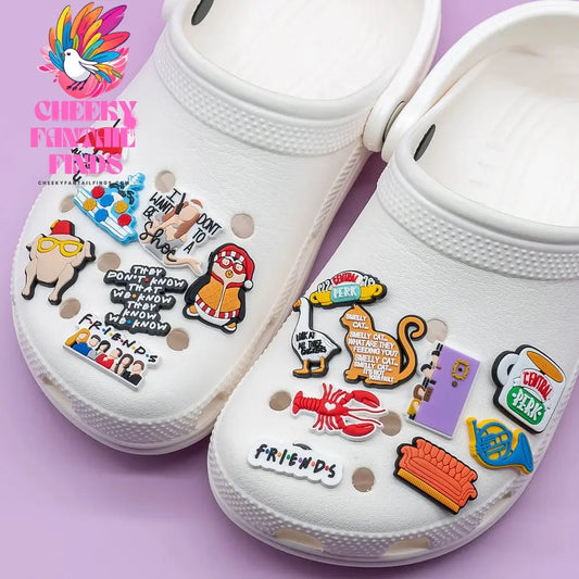 1pcs PVC Old Friends Charms for Clog Shoe Decorations Pins for Women Men Favor GIfts Clog Buckle Clips Accessories Fit Wristband Cheeky Fantail Finds