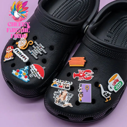 1pcs PVC Old Friends Charms for Clog Shoe Decorations Pins for Women Men Favor GIfts Clog Buckle Clips Accessories Fit Wristband Cheeky Fantail Finds