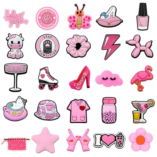 1pcs PVC Pink Cows Cat Shoe Charms for Sneakers Cute Animal Shoe Decorations Accessories Bat for Women Girls Shoe Buckle Pendant Cheeky Fantail Finds