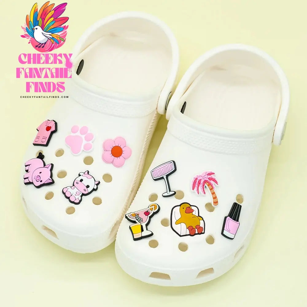 1pcs PVC Pink Cows Cat Shoe Charms for Sneakers Cute Animal Shoe Decorations Accessories Bat for Women Girls Shoe Buckle Pendant Cheeky Fantail Finds
