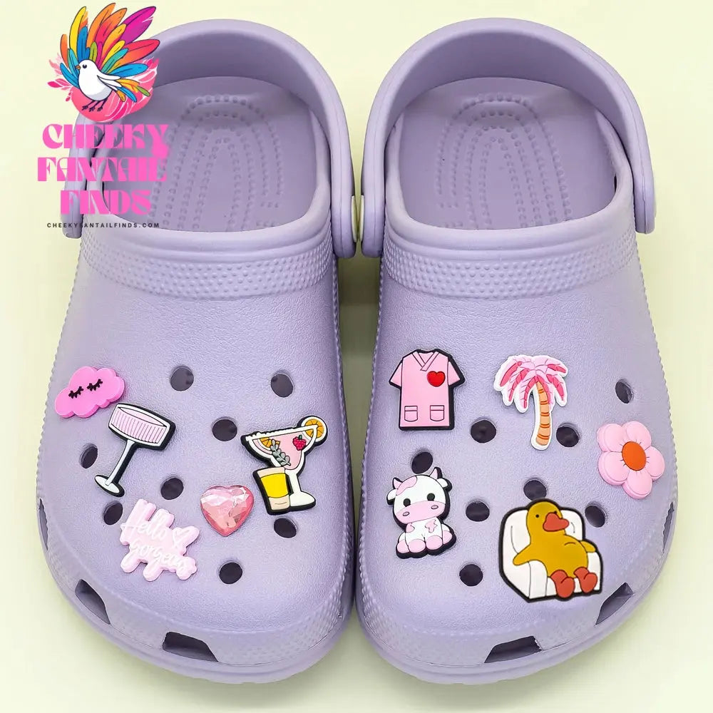 1pcs PVC Pink Cows Cat Shoe Charms for Sneakers Cute Animal Shoe Decorations Accessories Bat for Women Girls Shoe Buckle Pendant Cheeky Fantail Finds
