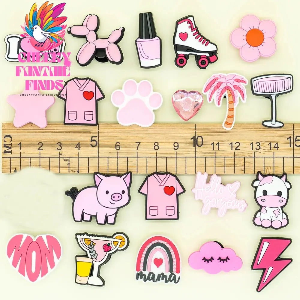 1pcs PVC Pink Cows Cat Shoe Charms for Sneakers Cute Animal Shoe Decorations Accessories Bat for Women Girls Shoe Buckle Pendant Cheeky Fantail Finds