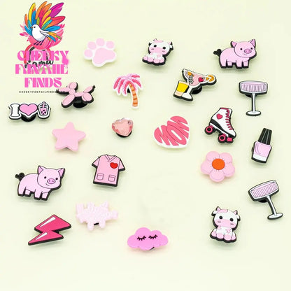 1pcs PVC Pink Cows Cat Shoe Charms for Sneakers Cute Animal Shoe Decorations Accessories Bat for Women Girls Shoe Buckle Pendant Cheeky Fantail Finds
