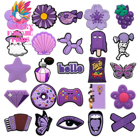 1pcs PVC Purple Ghost Shoe Charms Perfume Diamond Shoe Decorations Pins for Women Men Kids Sandal Clog Buckles Accessories Gifts Cheeky Fantail Finds