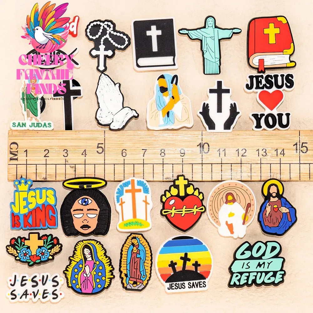 1pcs PVC Religions Shoe Charms Shoe Pins Christian Jesus Blessed Holy Bible Sandals Accessories for Women Men Clog Buckles - Cheeky Fantail Finds
