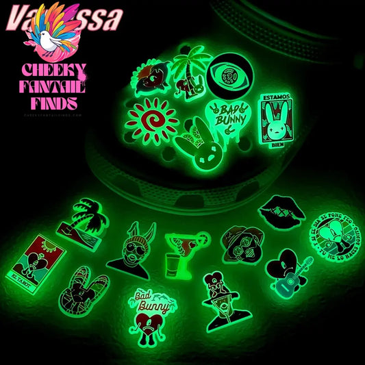 1pcs PVC Shoe Charms Bad Bunny Glowing Shoe Decorations Pins for Clog Sandals Women Single Sale Shoe Charms Luminous Favor Gifts - Cheeky Fantail Finds