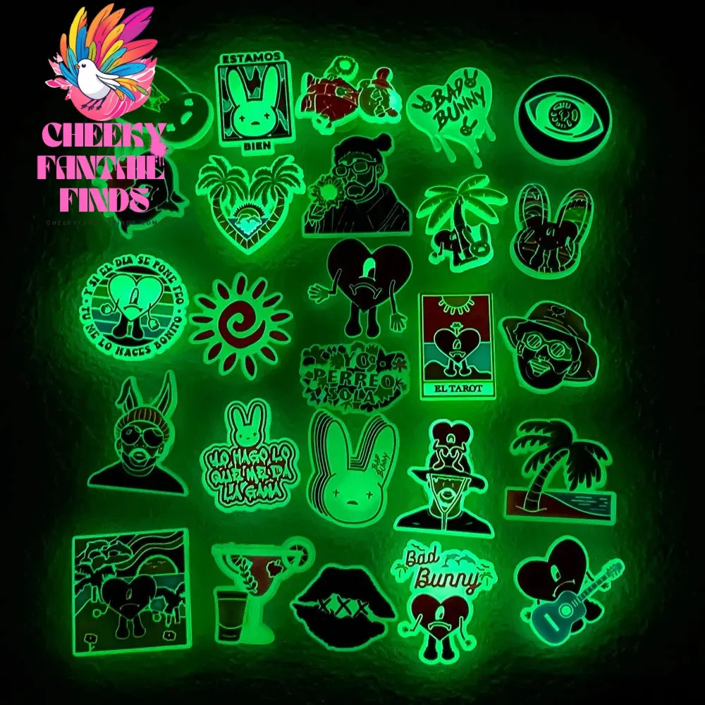 1pcs PVC Shoe Charms Bad Bunny Glowing Shoe Decorations Pins for Clog Sandals Women Single Sale Shoe Charms Luminous Favor Gifts - Cheeky Fantail Finds