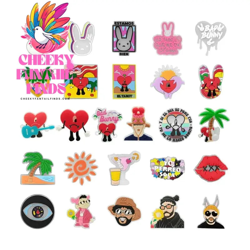 1pcs PVC Shoe Charms Bad Bunny Glowing Shoe Decorations Pins for Clog Sandals Women Single Sale Shoe Charms Luminous Favor Gifts - Cheeky Fantail Finds