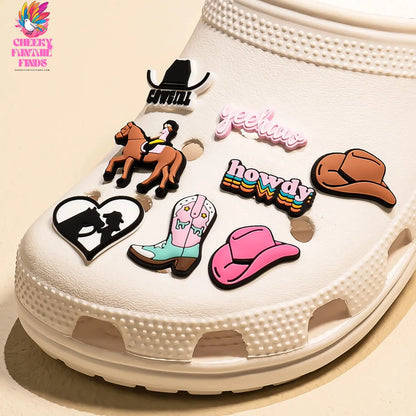 1pcs PVC Shoe Charms Cowboy for Girls Pink Shoe Accessories for Sneakers Sandal Cute Charms for Classic Clog Favor Gifts - Cheeky Fantail Finds