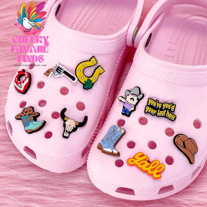 1pcs PVC Shoe Charms Cowboy for Girls Pink Shoe Accessories for Sneakers Sandal Cute Charms for Classic Clog Favor Gifts - Cheeky Fantail Finds