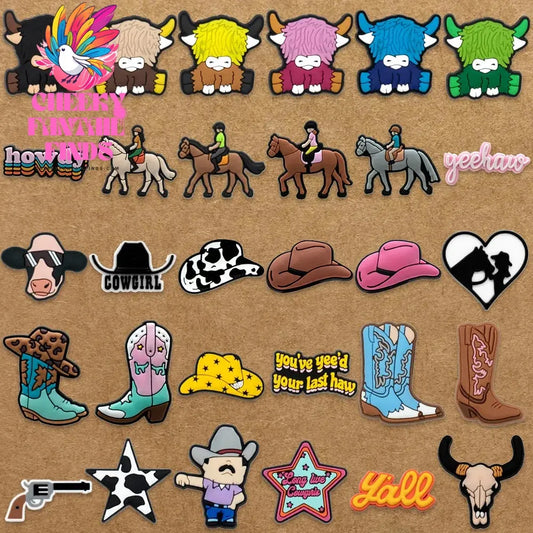 1pcs PVC Western-Style Cowboy Cowgirl Style Shoe Charms for Women Men Shoe Accessories Decorations Pins for Clog Buckle Gifts - Cheeky Fantail Finds