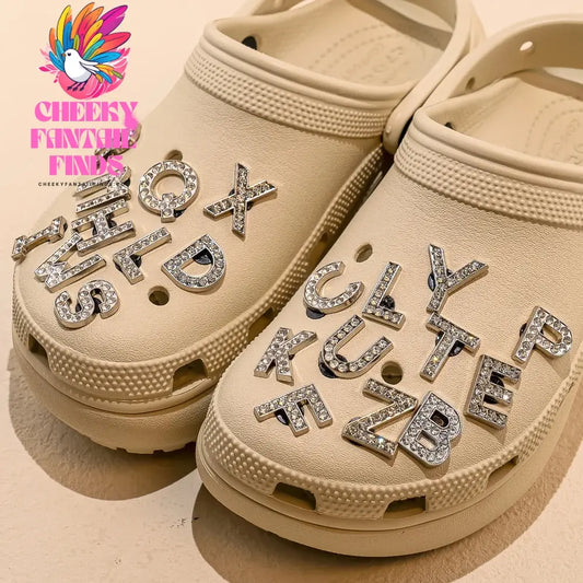 1pcs Silvery Letters Luxury Shoe Charms Alphabet Shoe Decorations Pins for Garden Sandals Women Girls Bling Favor Gifts - Cheeky Fantail Finds