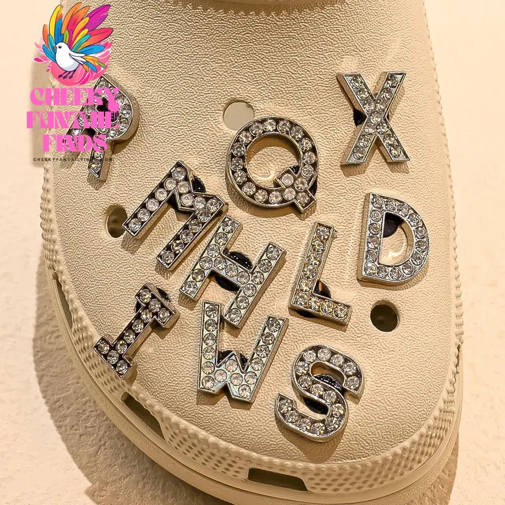 1pcs Silvery Letters Luxury Shoe Charms Alphabet Shoe Decorations Pins for Garden Sandals Women Girls Bling Favor Gifts - Cheeky Fantail Finds