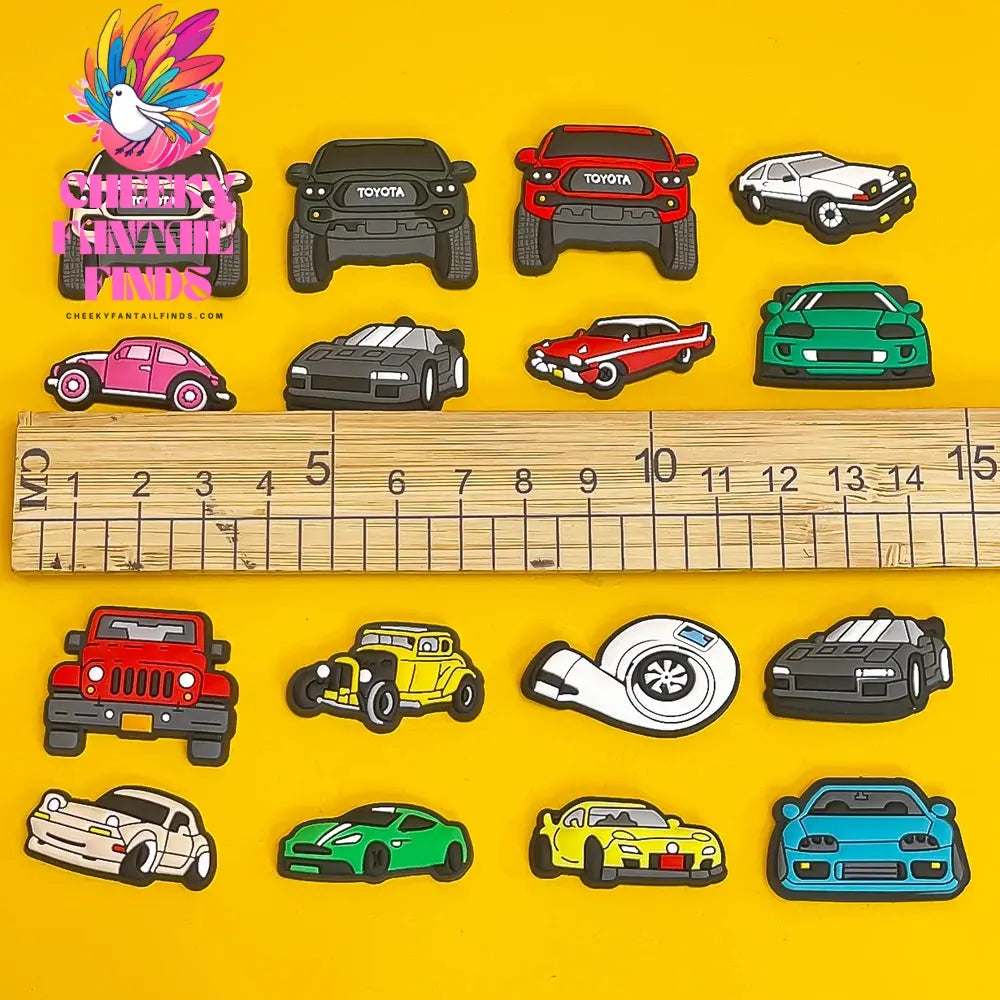 1pcs Turbine Clog Charms SUV Sports Cars Shoe Charms for Clips Classic Car Clog Pin Garden Sandal Shoe Decorations Cheeky Fantail Finds