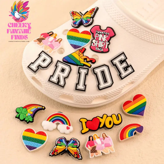 1set PVC LGBT Shoe Charms Rainbow Flag Shoe Decorations Pins for Women Men Gay Les Pride Gifts Sandal Accessories Clog Buckle - Cheeky Fantail Finds